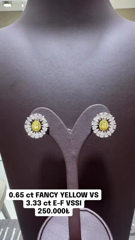 0.65 ct Sarı Pırlanta Tasarım Küpe videosundan kare
