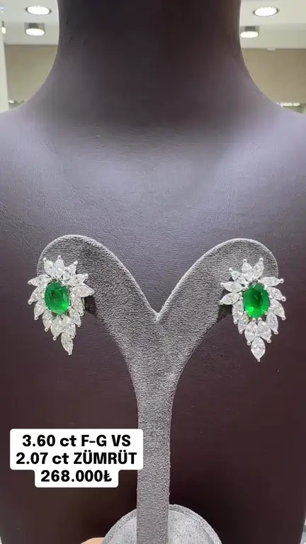 2.07 ct Zümrüt ve 3.60 ct Pırlanta Küpe videosundan kare